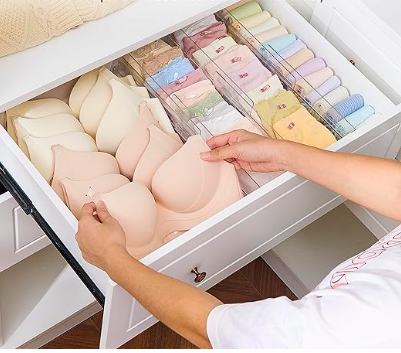 Clear dresser drawer dividers for home organization